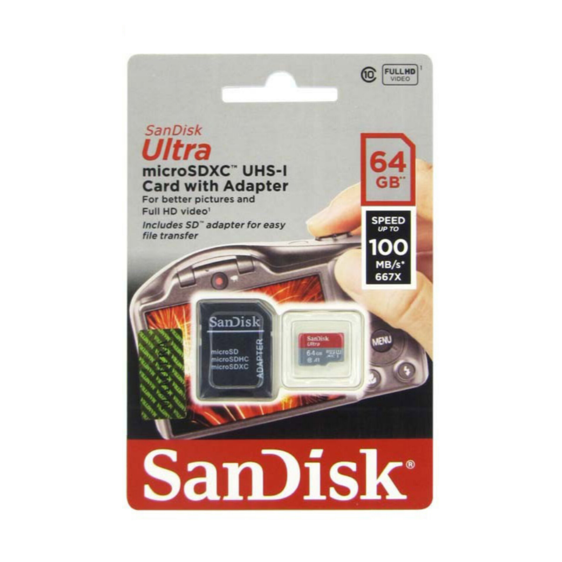 کارت حافظه رم 64 گیگ سندیسک مدل کلاس ۱۰ سرعت 120mbps